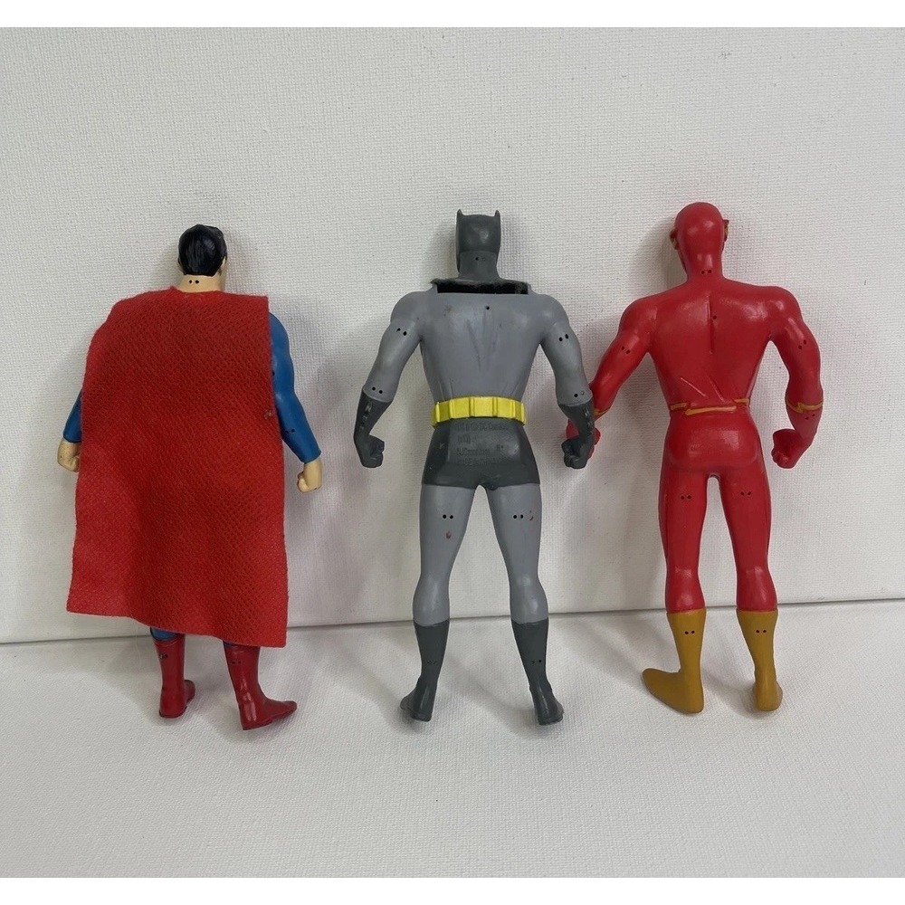 Vintage DC Comics Superman Batman Flash Action Figures Lot 3 Toy Set 5"